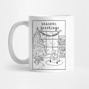 Seasons Greetings Black and White Postcard Mug